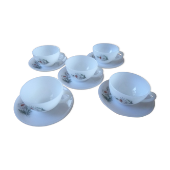 Set of 5 coffee cups with Arcopal France Daisies model