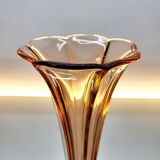 Val Saint Lambert Art deco vaas, serie Luxval model Américain M, rosé kleur