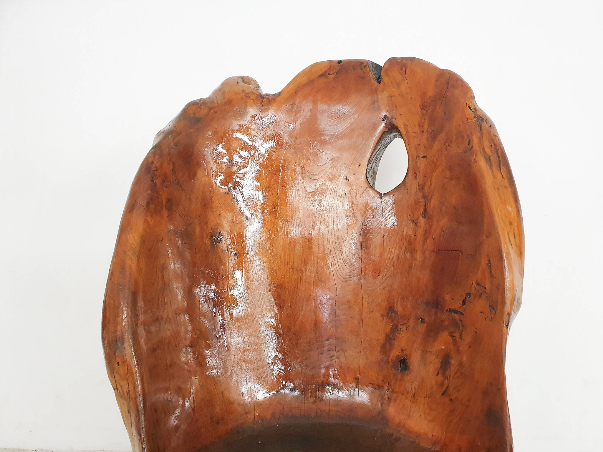 Hand carved wooden tree trunk chair, 1970's