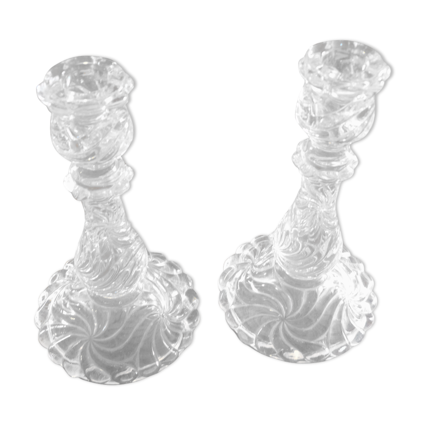 Set of 2 torches candle holders crystal Baccarat model Bamboo