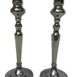Pair of vintage silver metal candlesticks