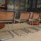 Set of 6 model b32 cesca marcel breuer chairs, italy 1970s