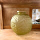 Large Art Deco ball vase in frosted glass ocher yellow