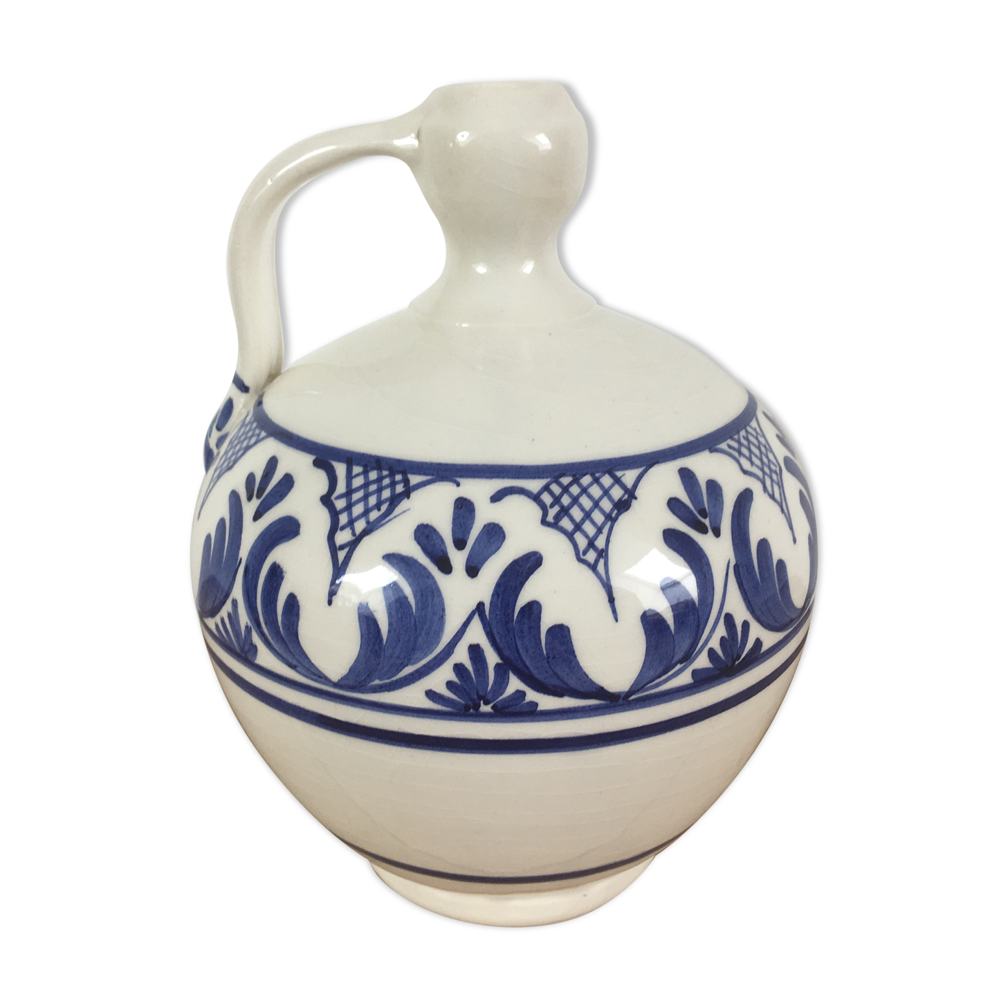 Gargoulette, jar in blue & white ceramic