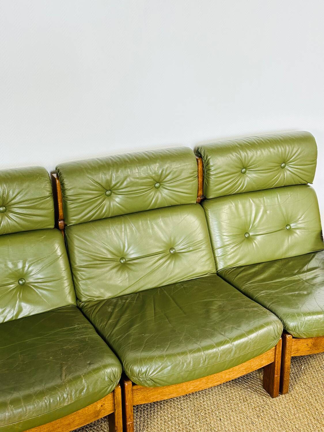 Vintage Scandinavian leather sofa from the 1960s.