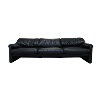 Maralunga leather sofa 3 seats Cassina edition, 80s/90s