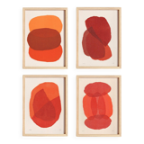 Collection of 4 abstract paintings on paper - painting signed eawy
