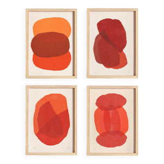 Collection of 4 abstract paintings on paper - painting signed eawy