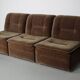 Canapé modulable vintage en velours marron/vert, 3 éléments