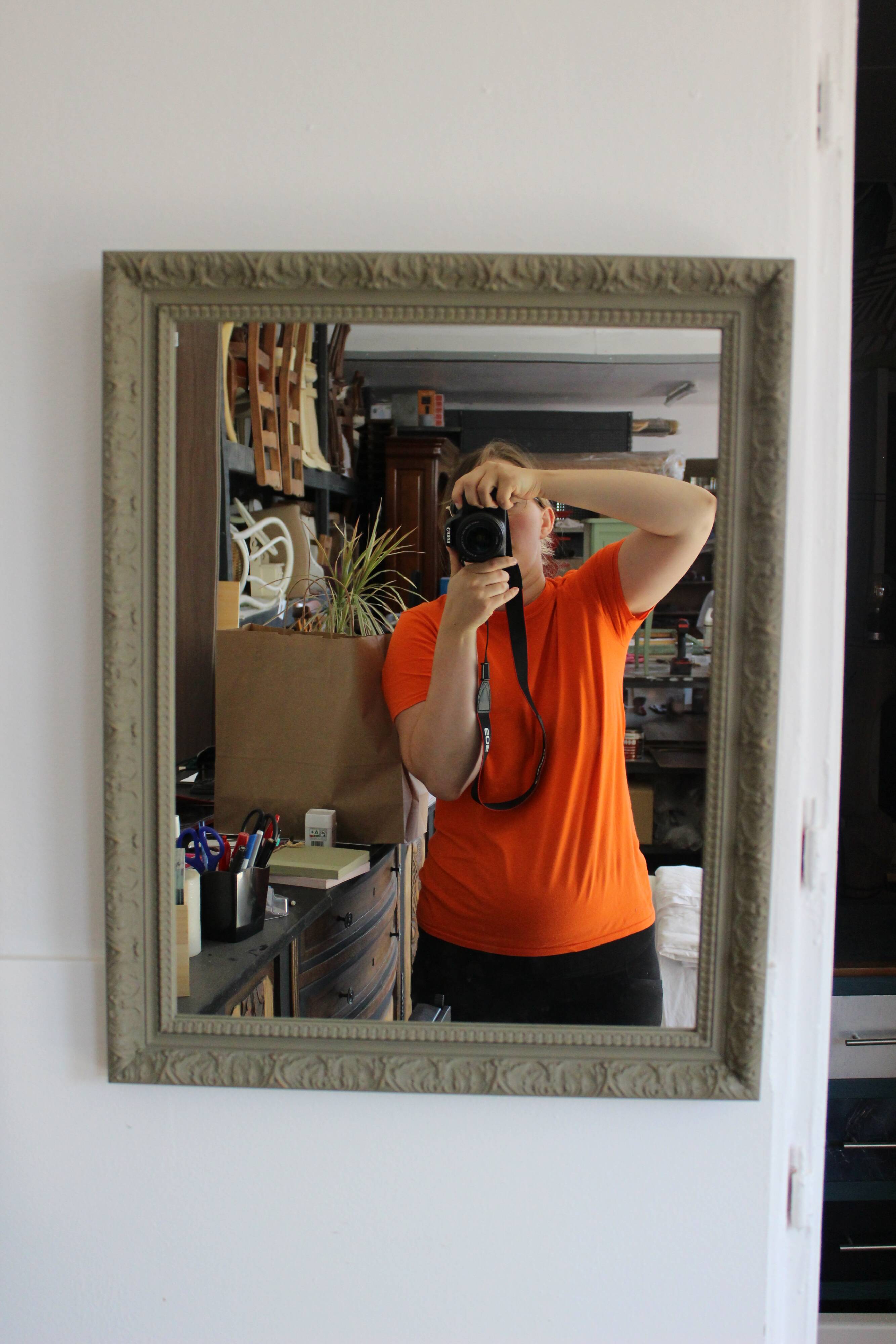 Rectangular khaki patinated mirror