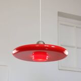 Space-Age Saucer Pendant in Red Plexiglas from Guzzini, 1960s