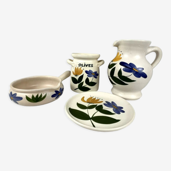 Service in ceramic of the Marais hand-painted decoration XXth