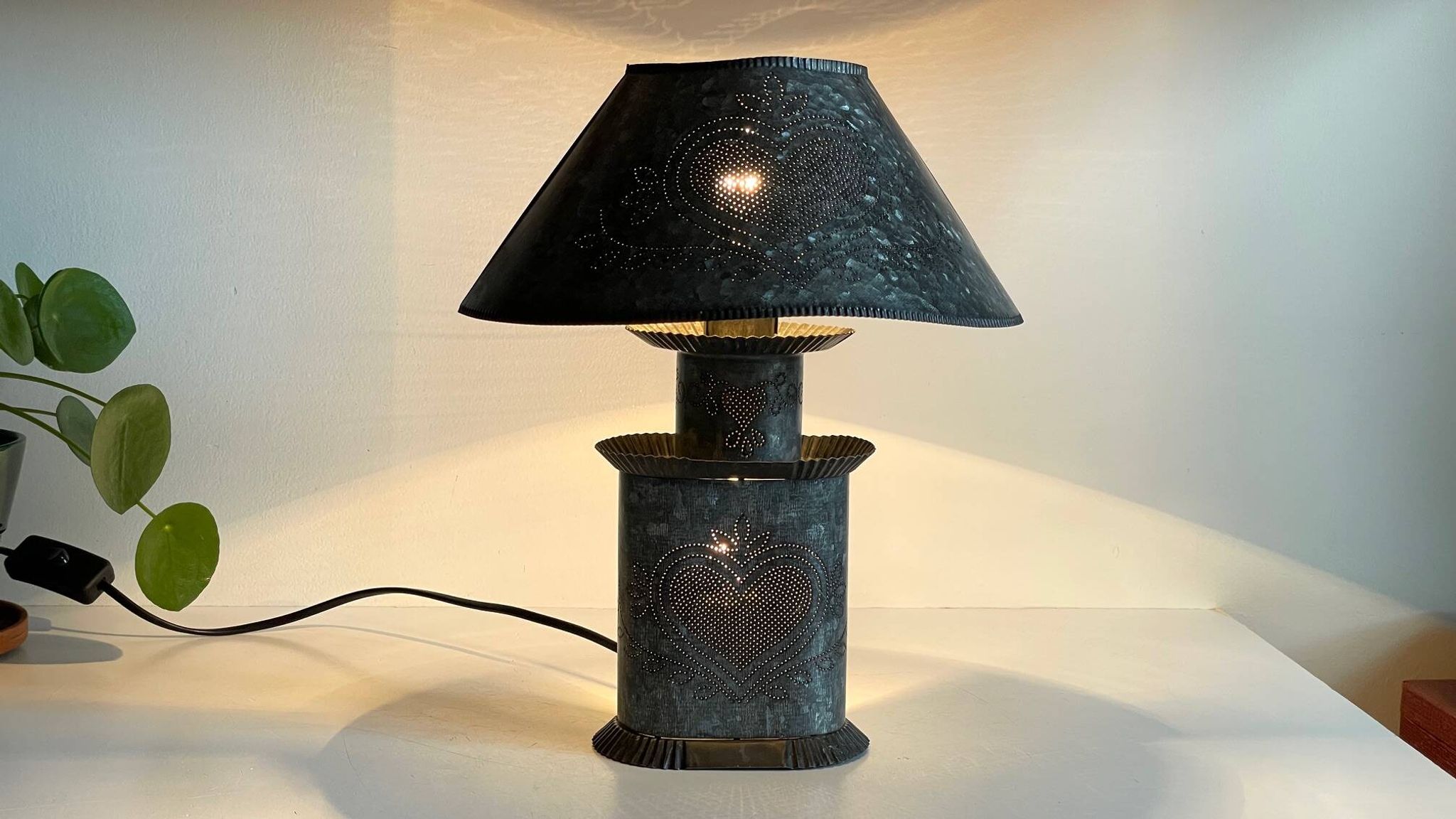LAMPE Coeur ZINC Vintage