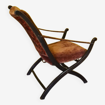 Black Lacquered Campaign Chair from the late 1800s