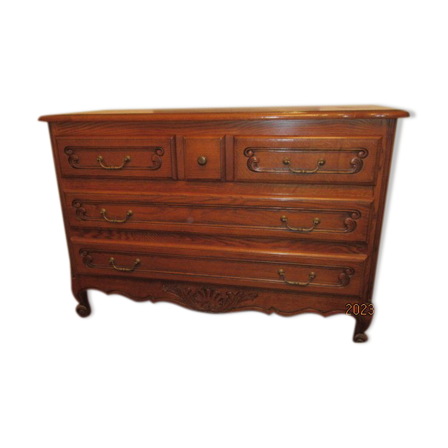 Louis xv style solid oak chest of drawers