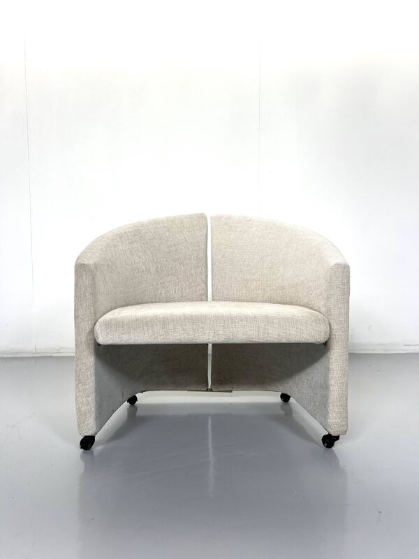 Paire de fauteuils sur roulettes pour Saporiti Italia, nouvelle tapisserie, années 1970.