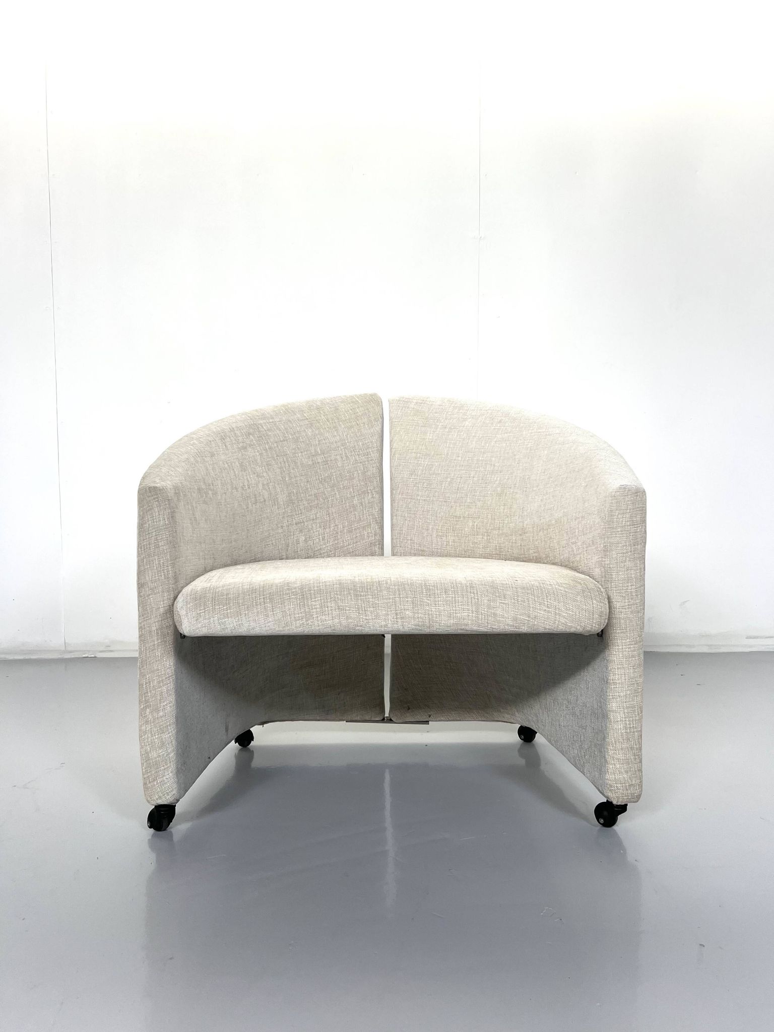 Pair Of Armchairs On Casters For Saporiti Italia, New Upholstery, 1970s
