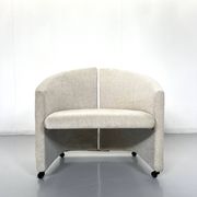 Pair Of Armchairs On Casters For Saporiti Italia, New Upholstery, 1970s