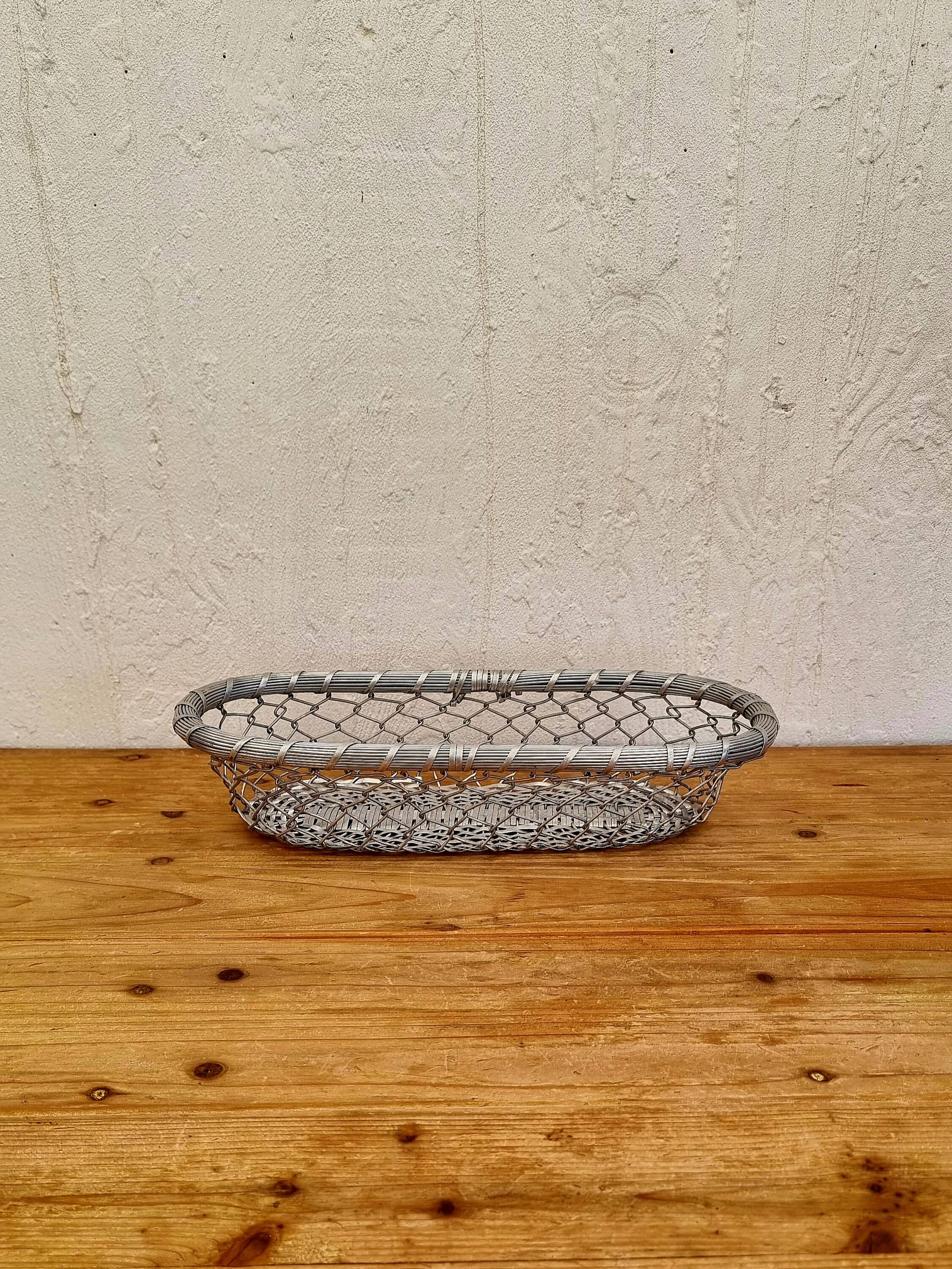 Vintage woven metal basket