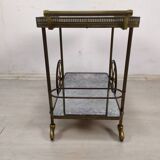 Brass and glass rolling trolley
