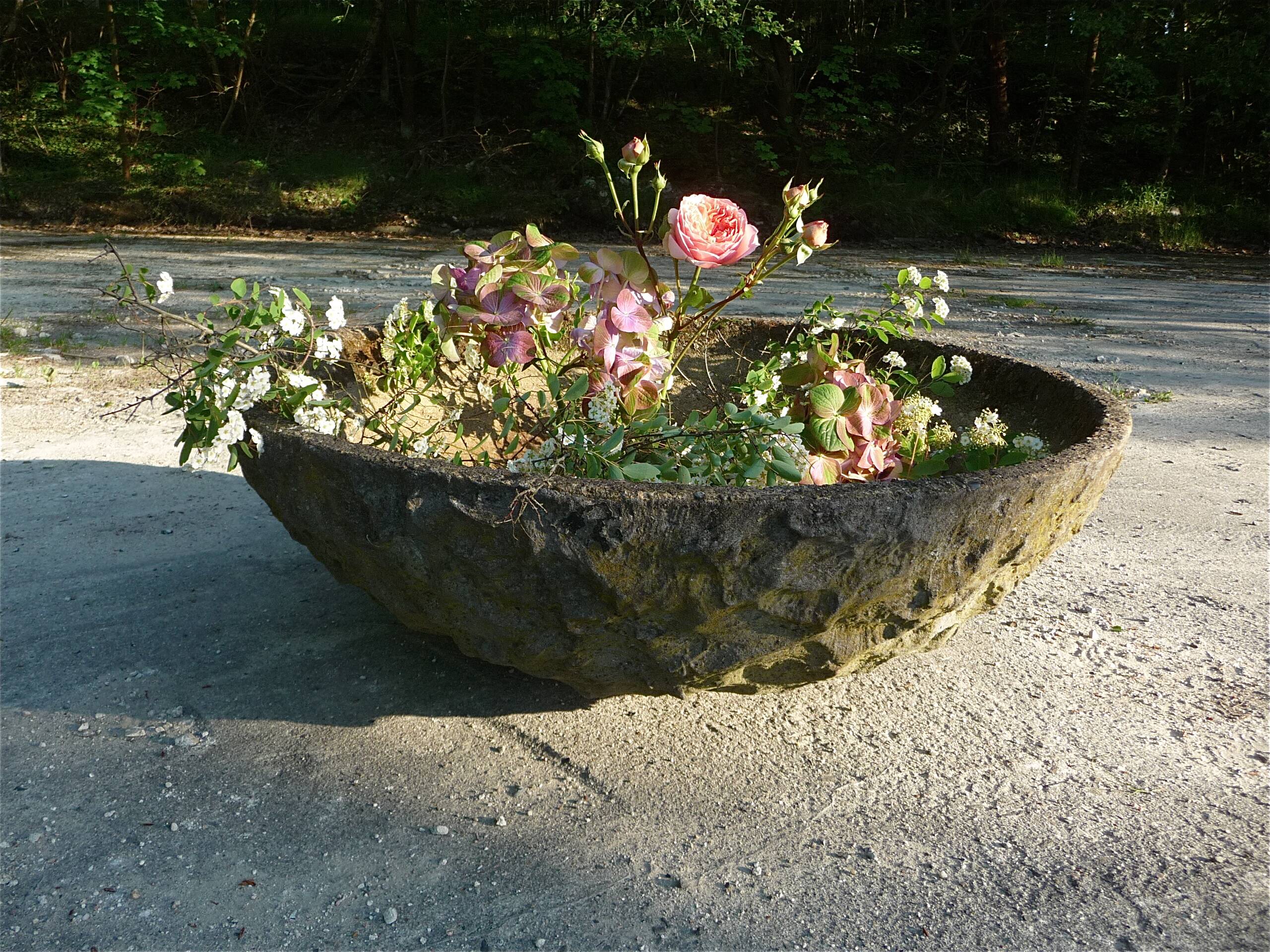 Large brutalist design garden planter bowl, germany 1960s