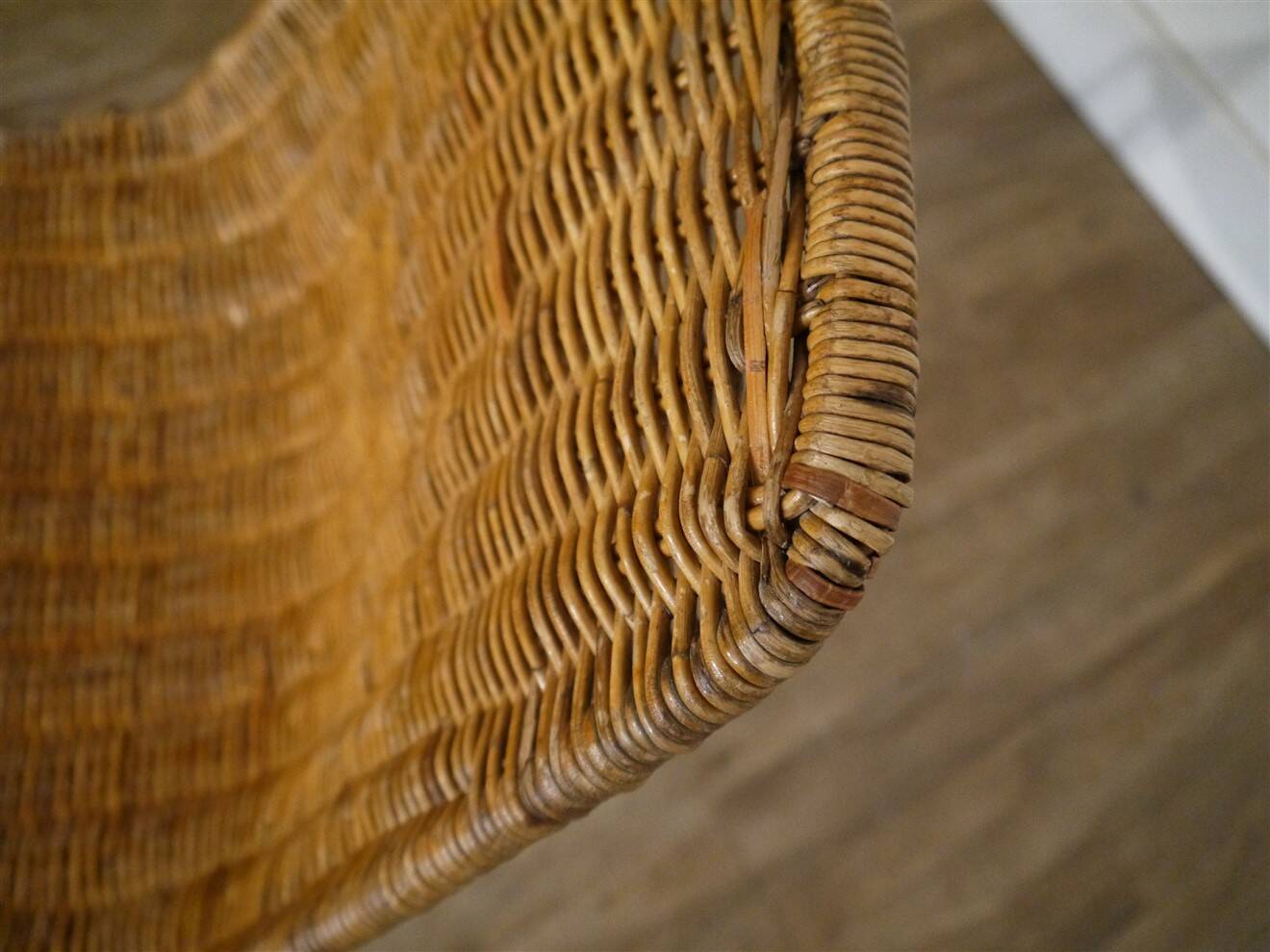 G.Franco Legler rattan and metal basket chair