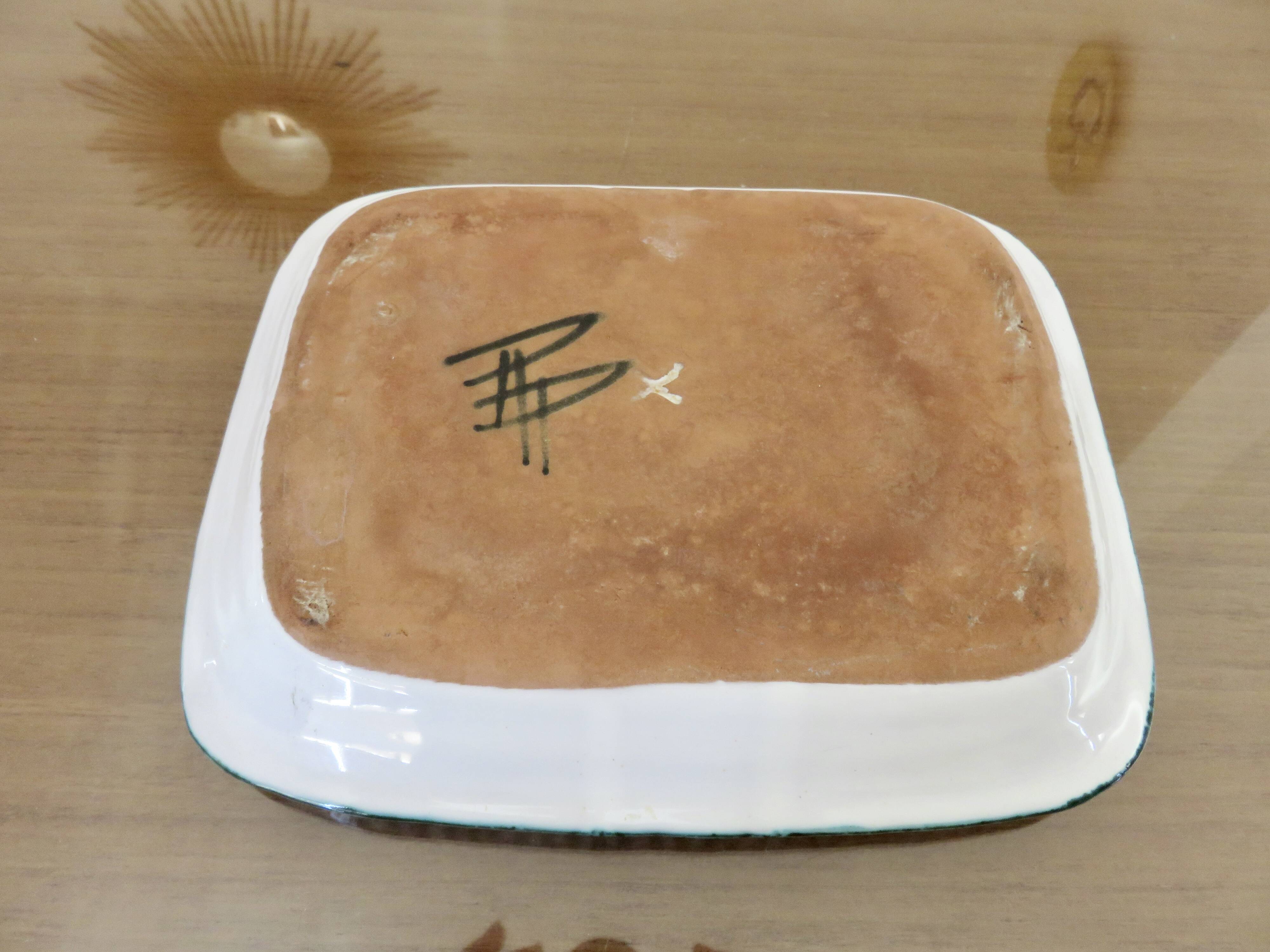 Robert Picault, glazed ceramic dish, signed, 1950s-1960s