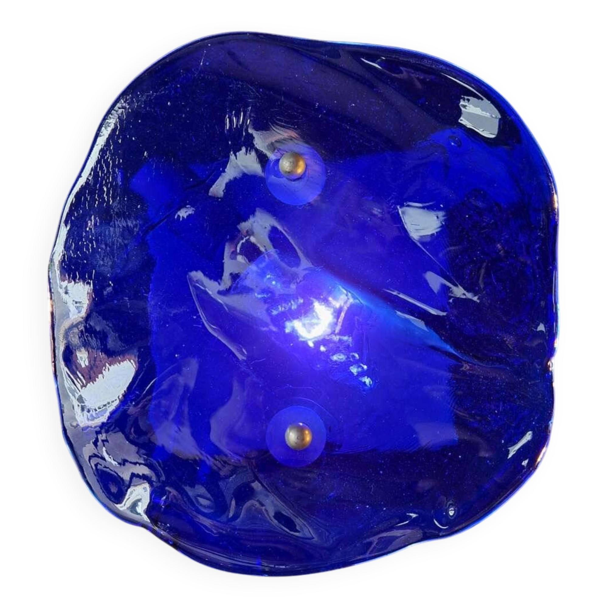 Applique murale en verre de Murano soufflé bleu, années 70