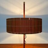 Minimalist tripod table lamp in teak, mid-century German style by Kaiser Leuchten, 1960s.