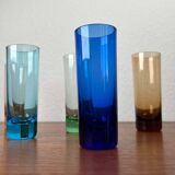 Coloured German shot glasses from the mid-century, 1960s, set of 6.