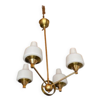 Vintage opaline golden chandelier