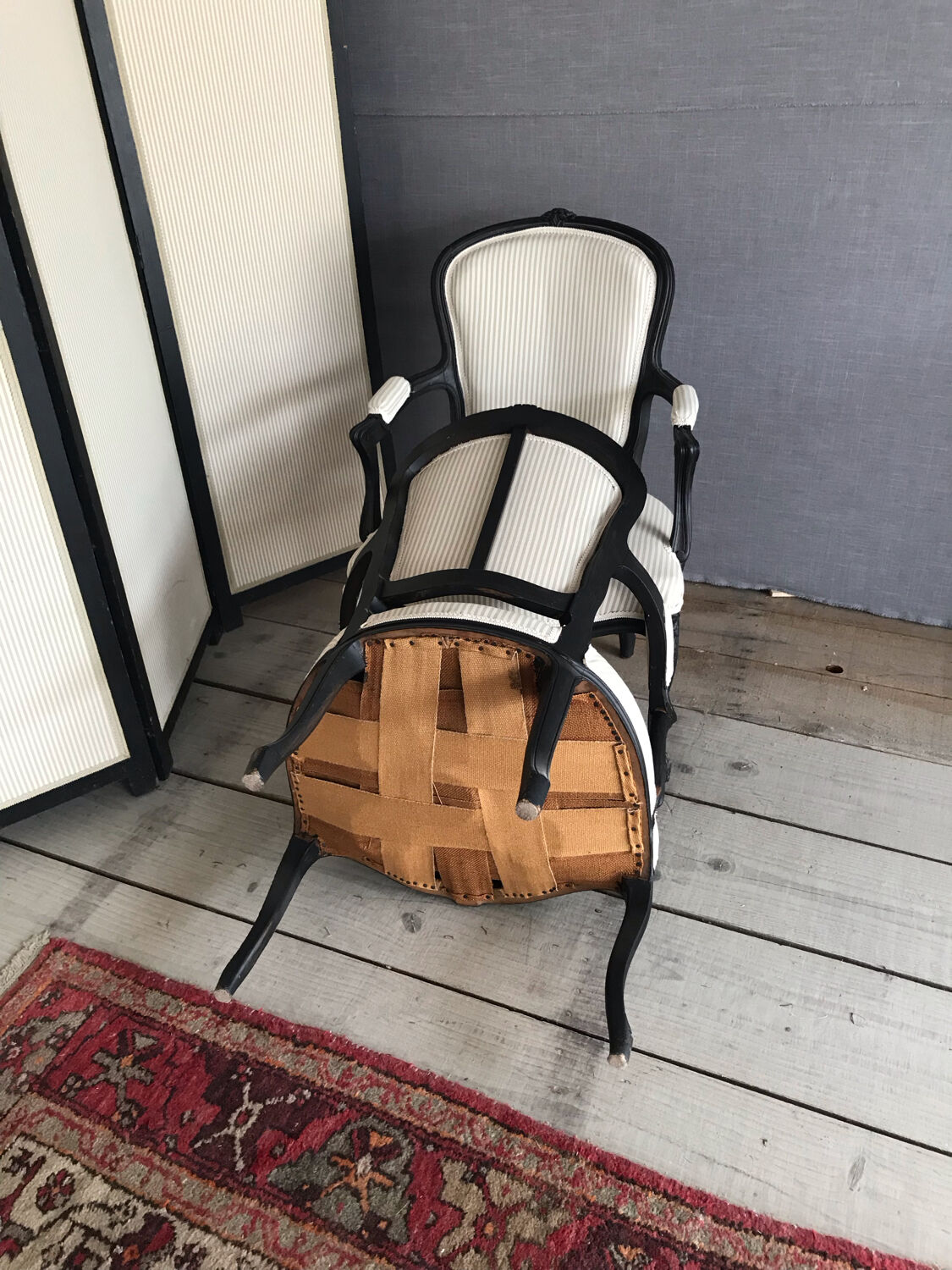 Pair of convertibles striped fabric