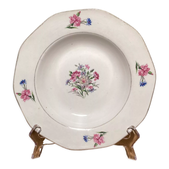 Opaque soup plate Nice model carnation patterns Digoin & Sarguemine