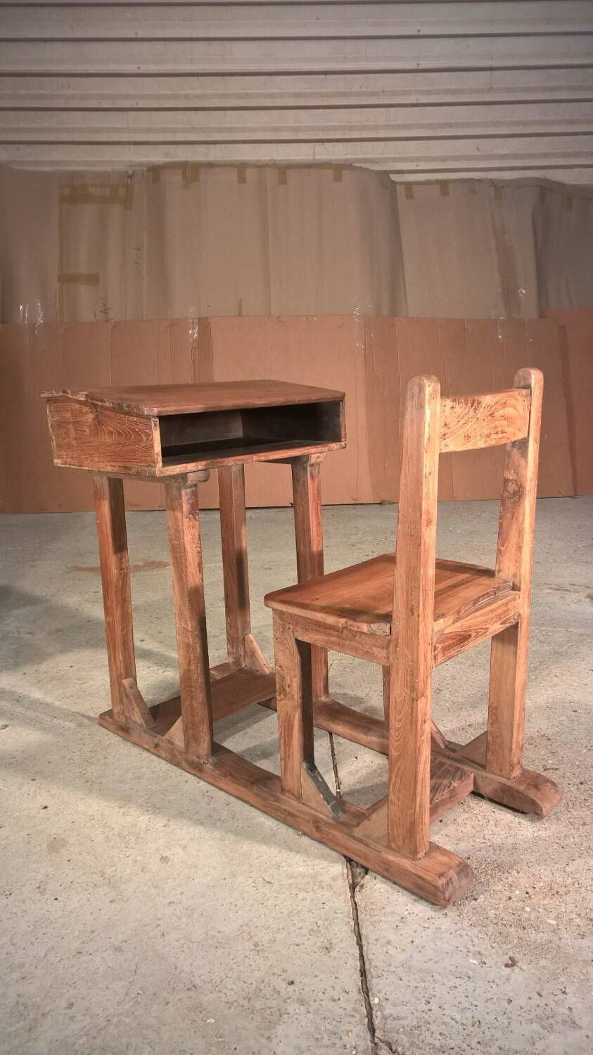 Antique school desk in Burmese teak