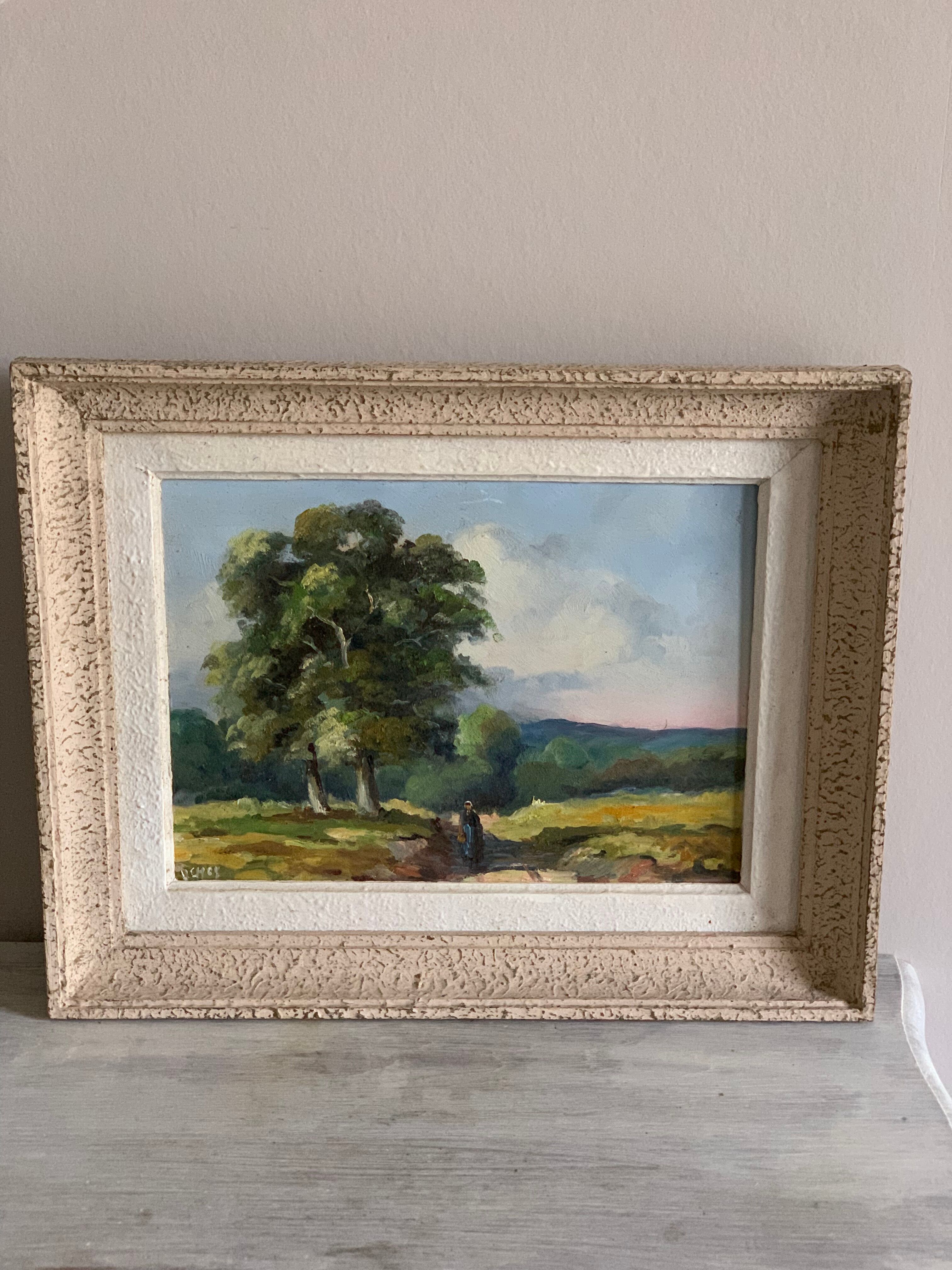 Framed wood painting