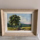 Framed wood painting