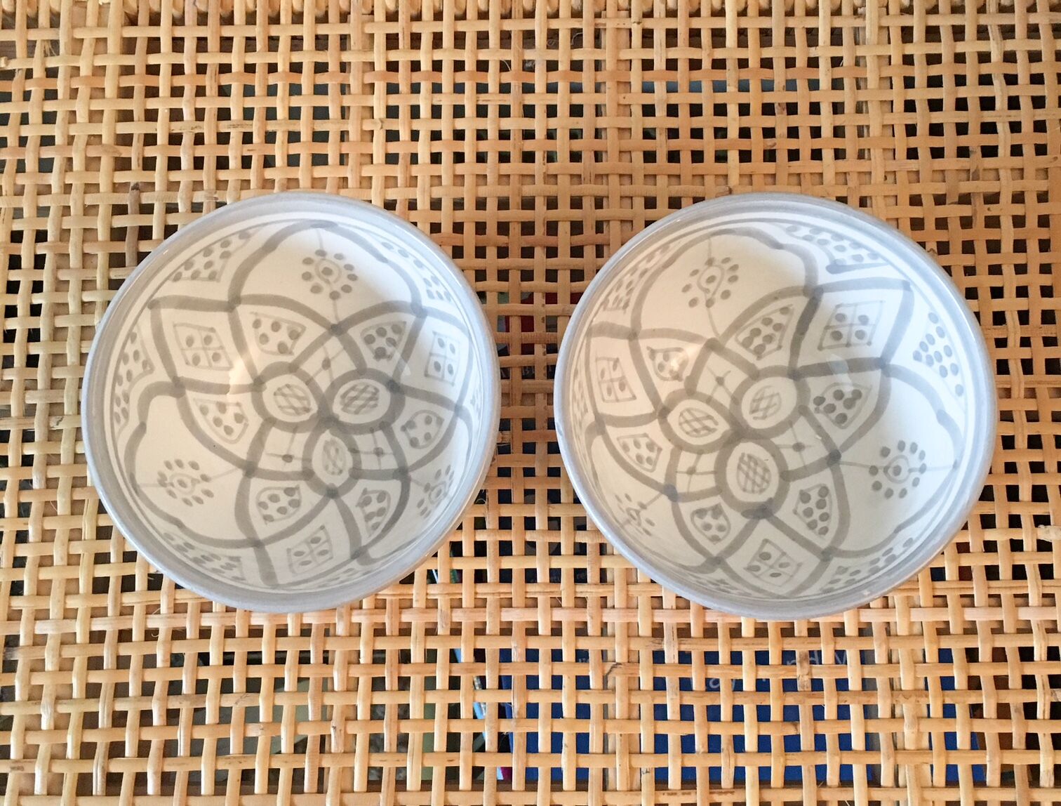 Lot of 2 small grey bowls made of Moroccan ceramic