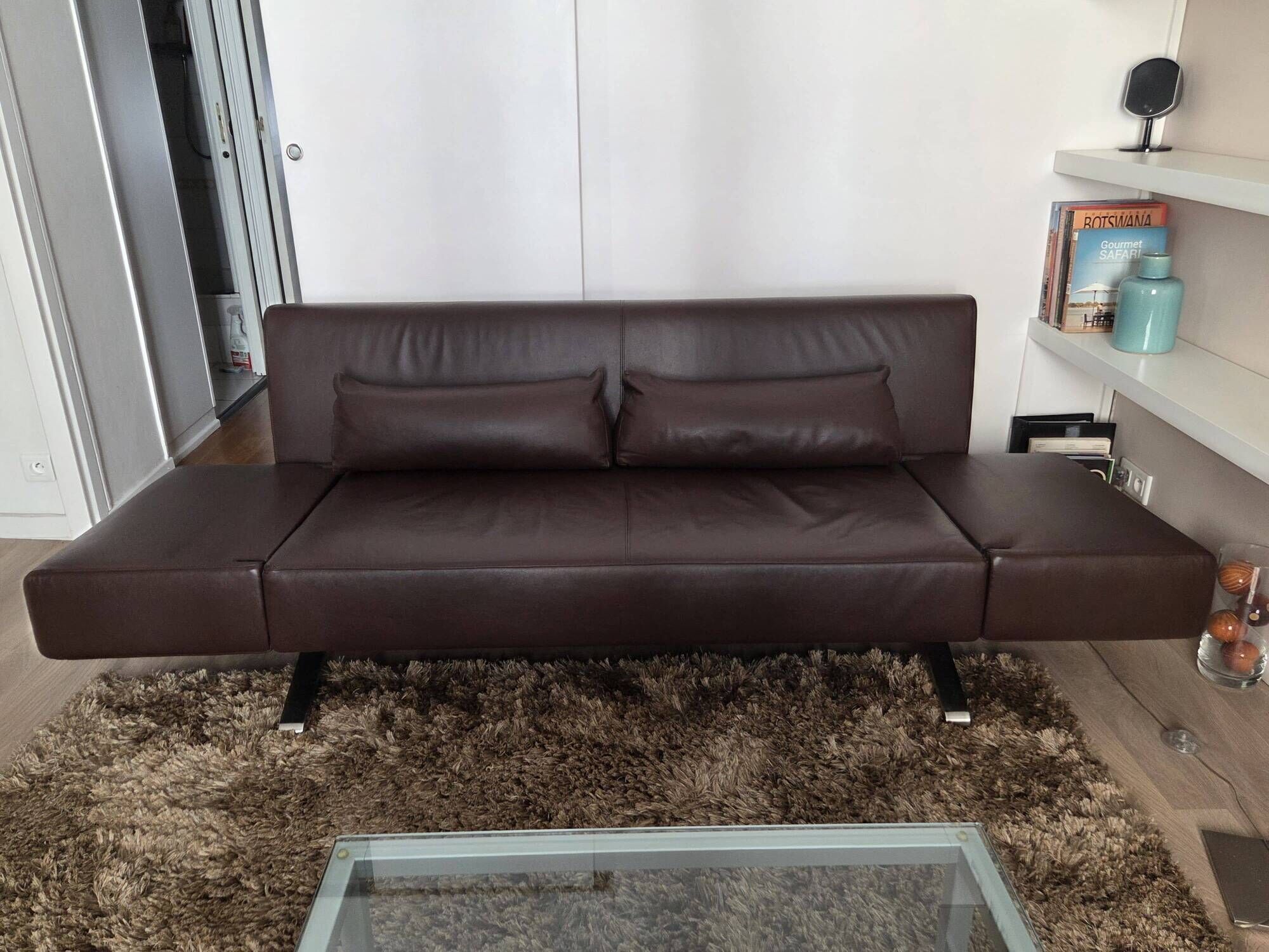 Flexus 3-seater sofa – ligne roset - full-grain brown leather