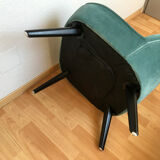 Fauteuil crapaud velours bleu vert