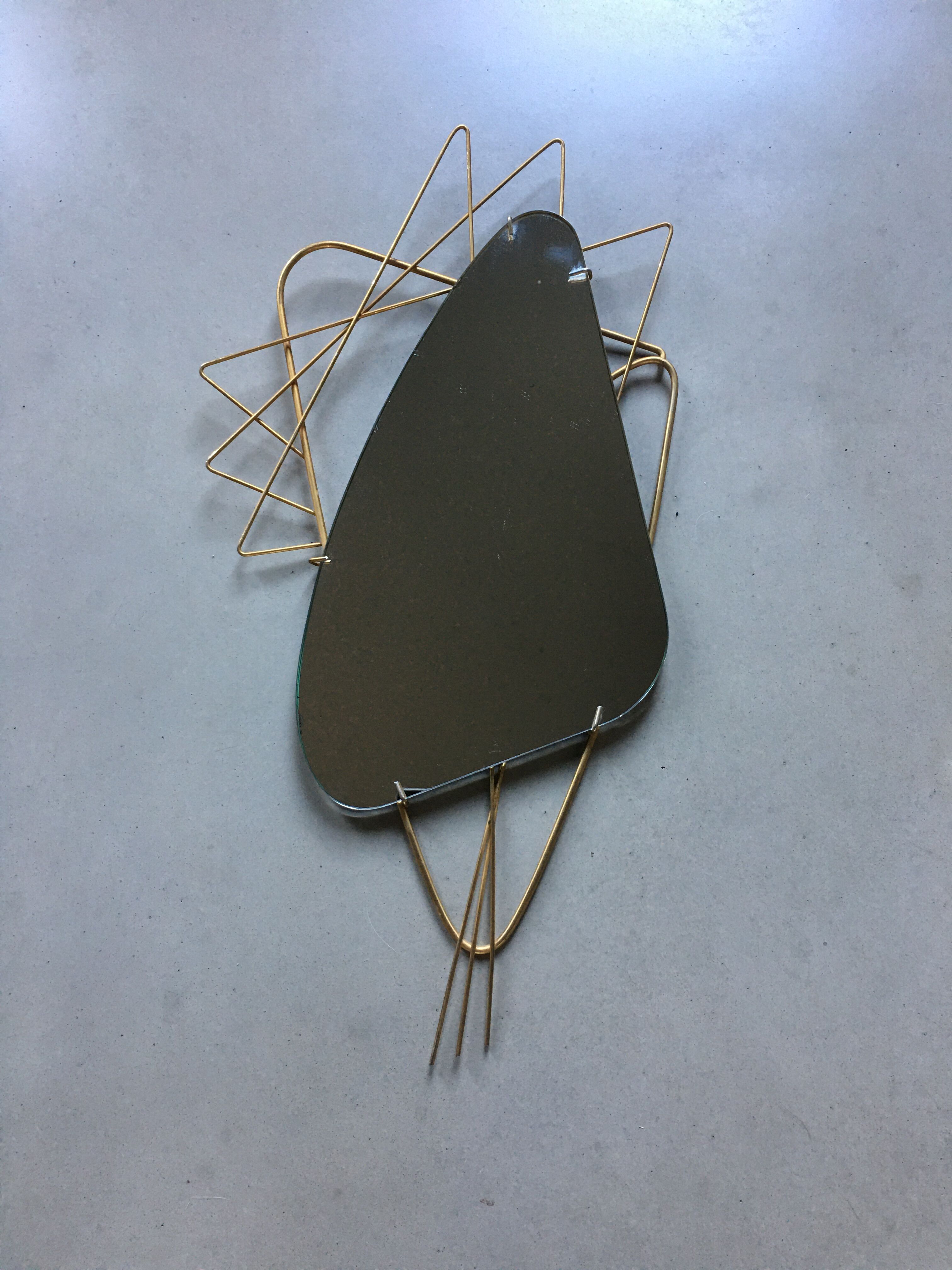 Vintage gold metal mirror 33x61cm