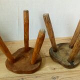 Pair of brutalist tripod stools