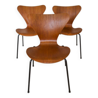 Teak 3107 Dining Chairs by Arne Jacobsen for Fritz Hansen, Set Of 3