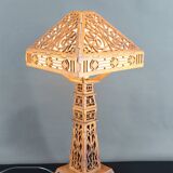 Important Carved Wood Lamp, USA, A&C, Prairie School, c. 1900-1920