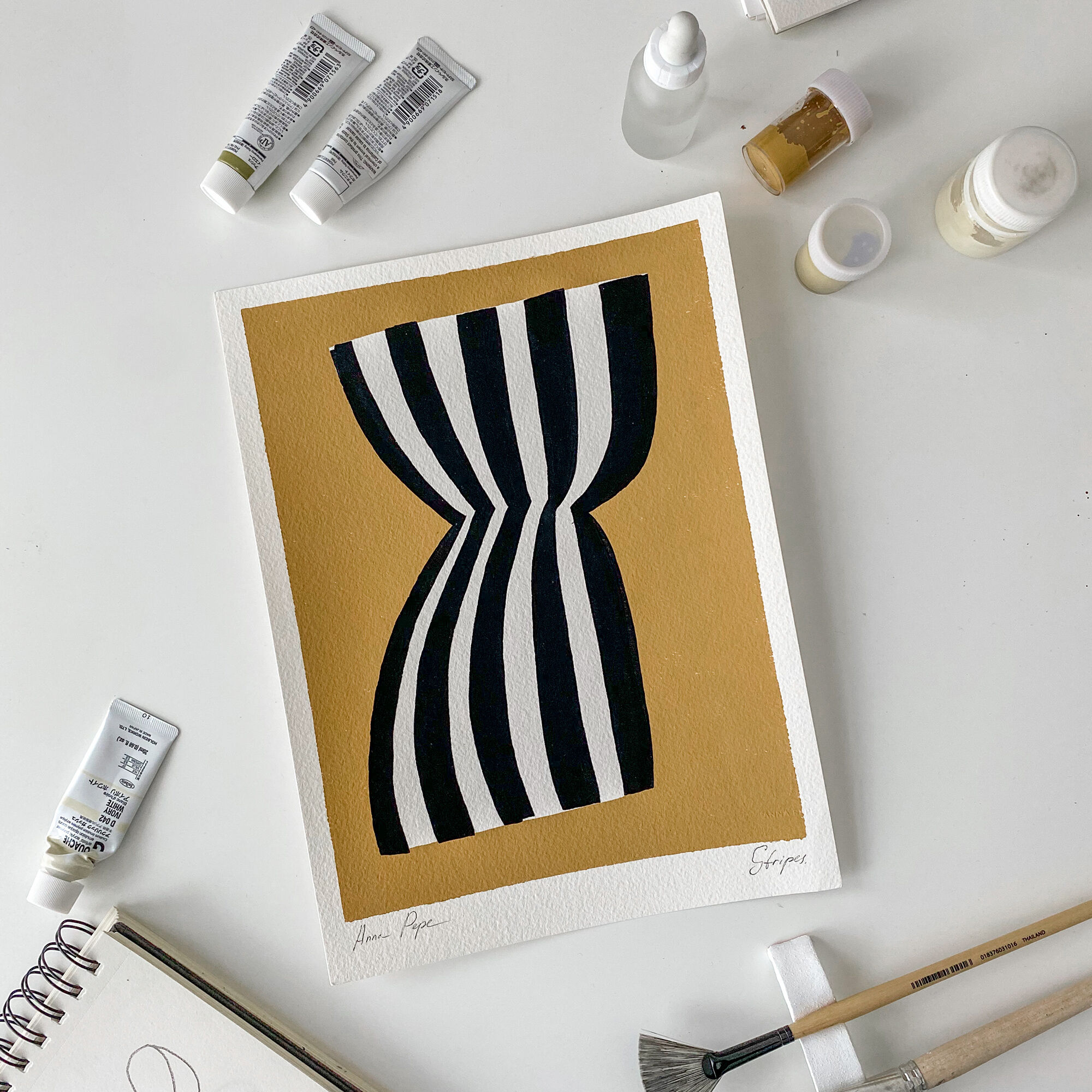 Original gouache painting "Stripes"