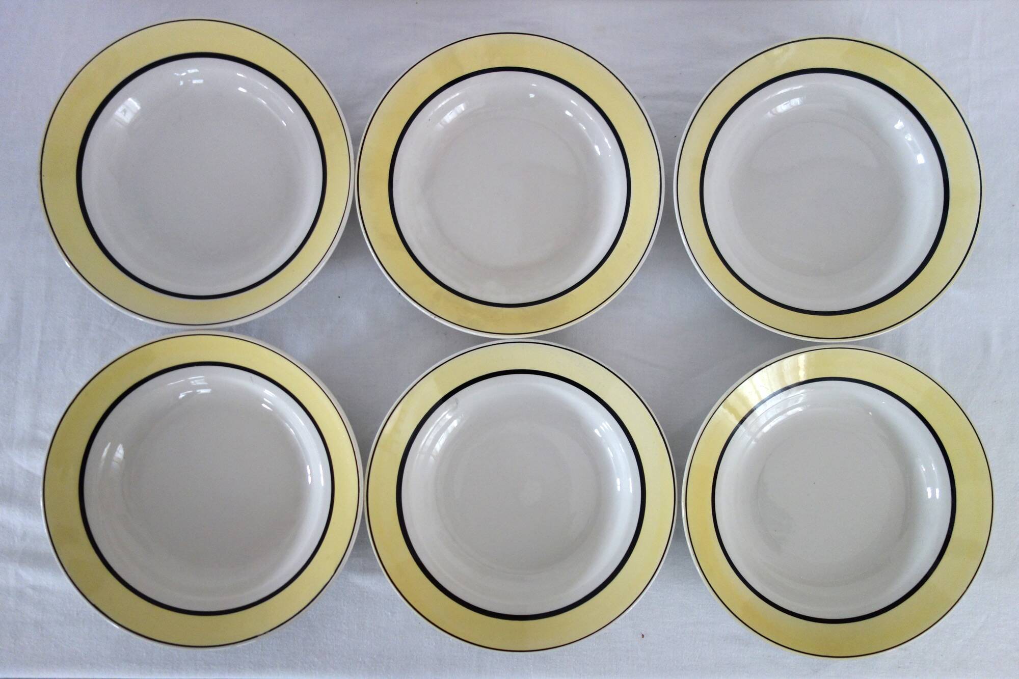6 vintage Badonviller earthenware soup plates