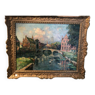 Superbe peinture post impressionniste de Charles Verbrugghe
