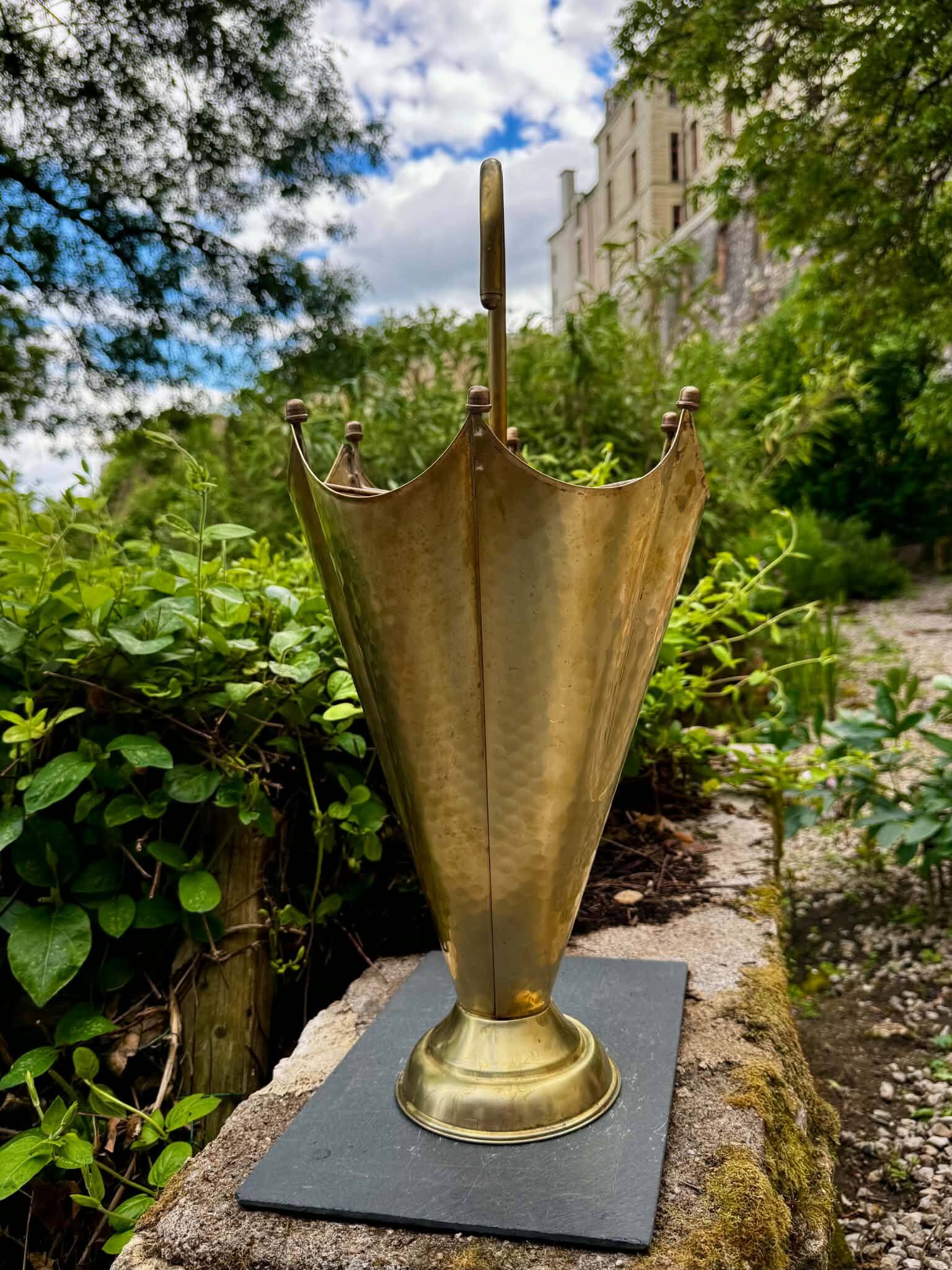 Vintage 1960s brass umbrella stand