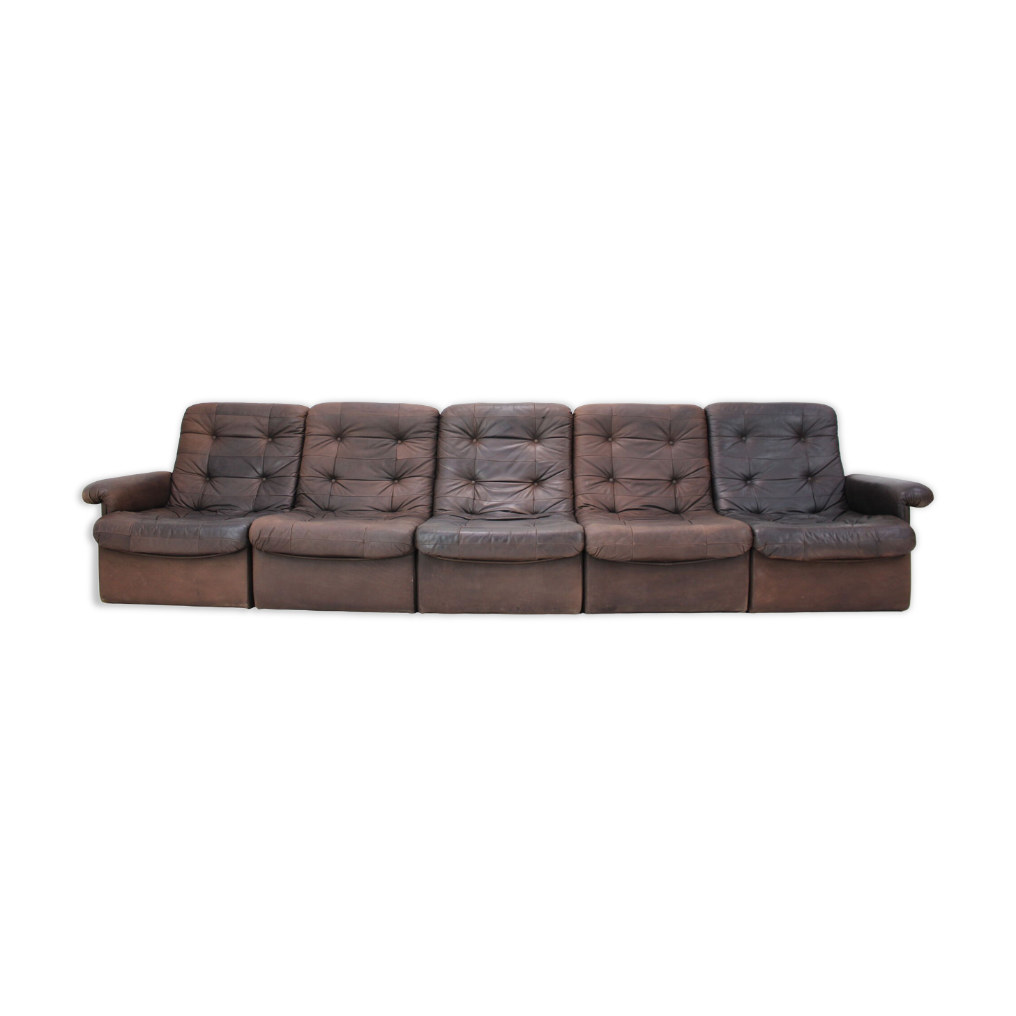 1980s Leather Modular Five Seater Sofa