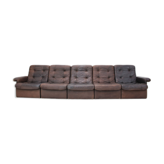 1980s Leather Modular Five Seater Sofa