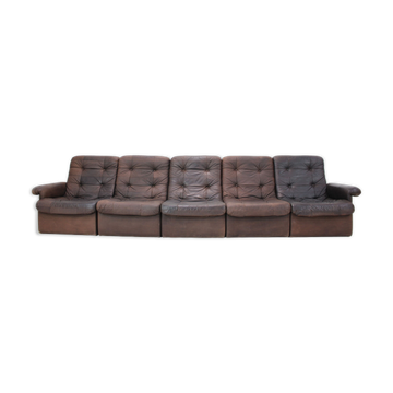 1980s Leather Modular Five Seater Sofa